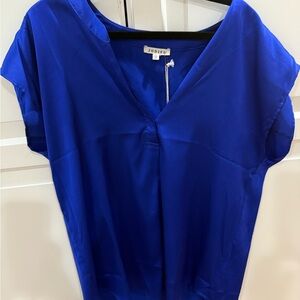 JODIFL Women's Blue V-Neck Top